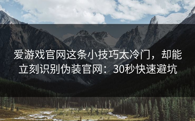 爱游戏官网这条小技巧太冷门,却能立刻识别伪装官网:30秒快速避坑 爱游戏官网这条小技巧太冷门,却能立刻识别伪装官网:30秒快速避坑