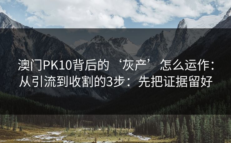 澳门PK10背后的‘灰产’怎么运作：从引流到收割的3步：先把证据留好